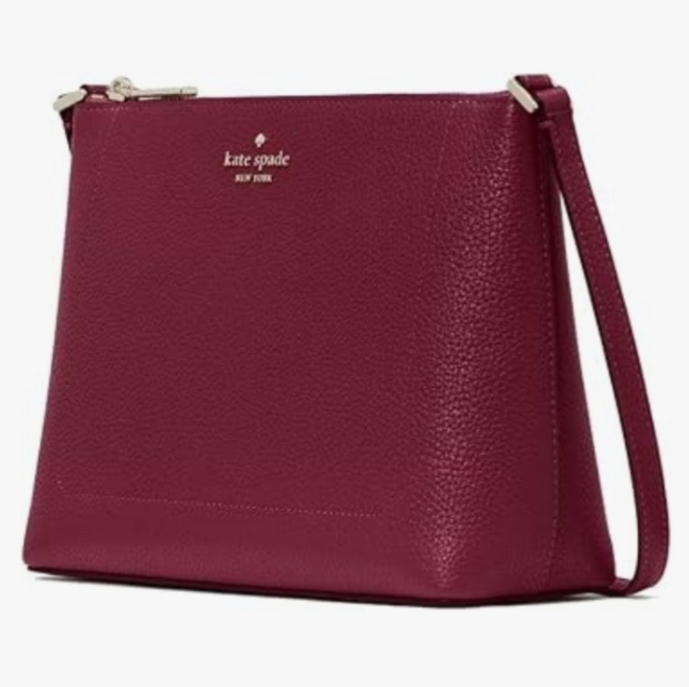 KATE SPADE Leila Crossbody Bag Leather Blackberry New With Tags